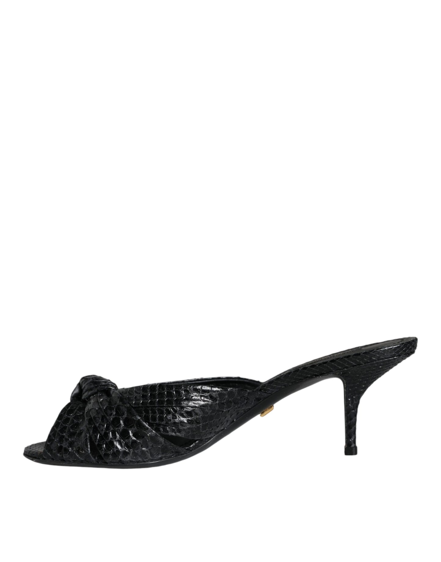 Dolce & Gabbana Schwarze Leder Heels Slides Sandalen Schuhe