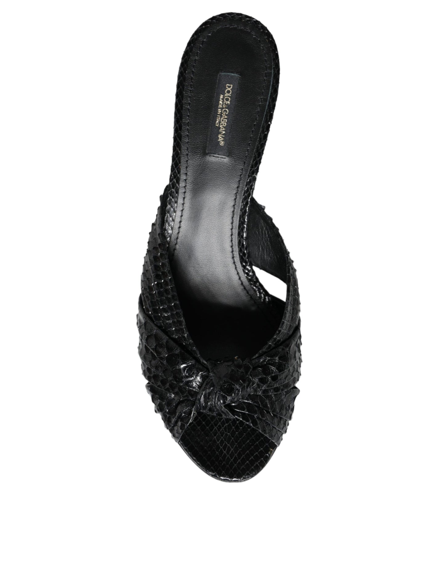 Dolce & Gabbana Schwarze Leder Heels Slides Sandalen Schuhe
