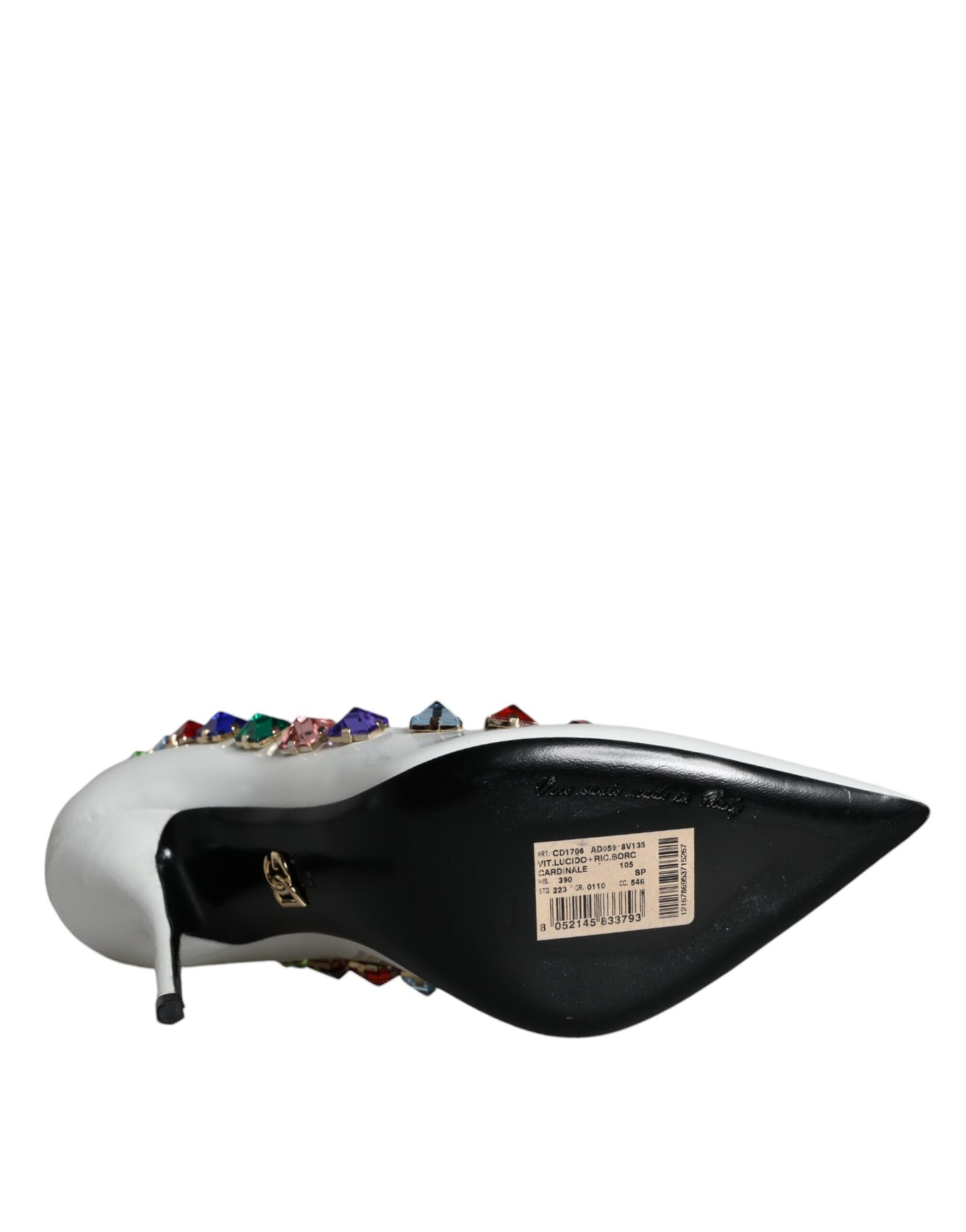 Dolce & Gabbana Weiße Kristalle Leder High Heels Pumps Schuhe