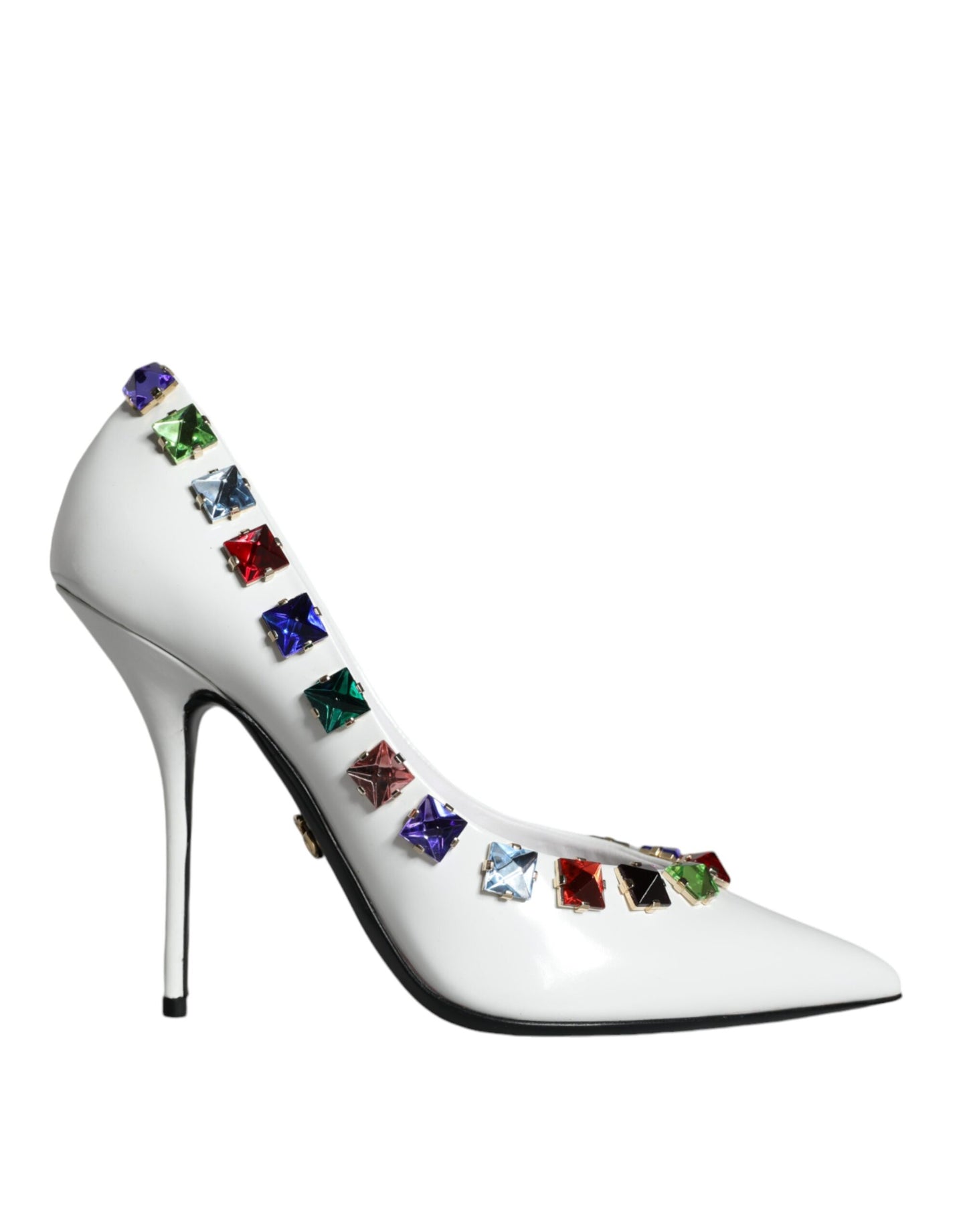Dolce & Gabbana Weiße Kristalle Leder High Heels Pumps Schuhe