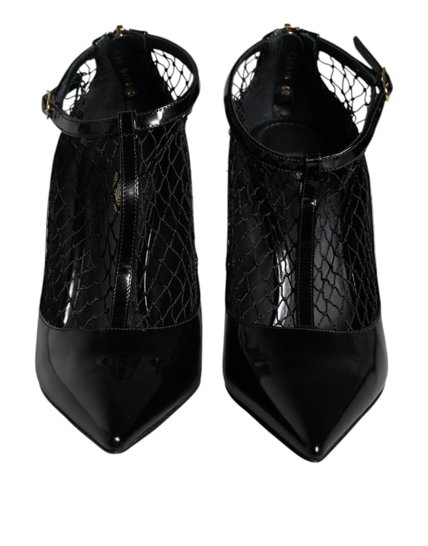 Dolce & Gabbana Schwarze Mesh-Lackleder-Absatz-Pumps-Schuhe