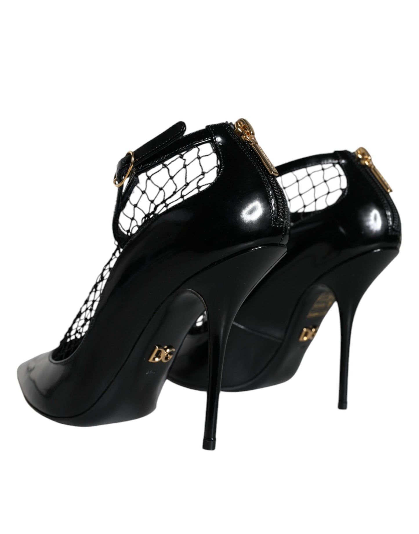 Dolce & Gabbana Schwarze Mesh-Lackleder-Absatz-Pumps-Schuhe