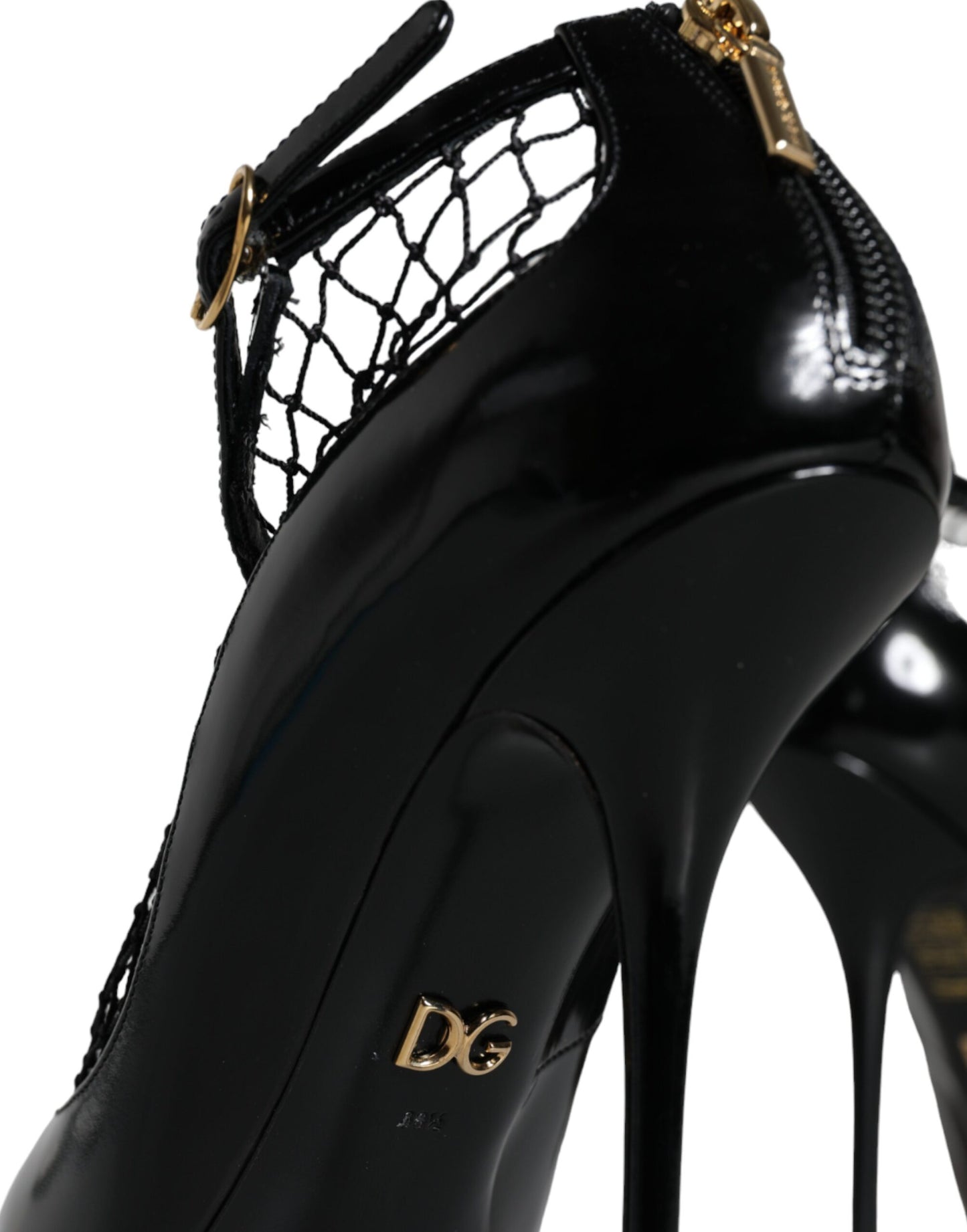 Dolce & Gabbana Schwarze Mesh-Lackleder-Absatz-Pumps-Schuhe