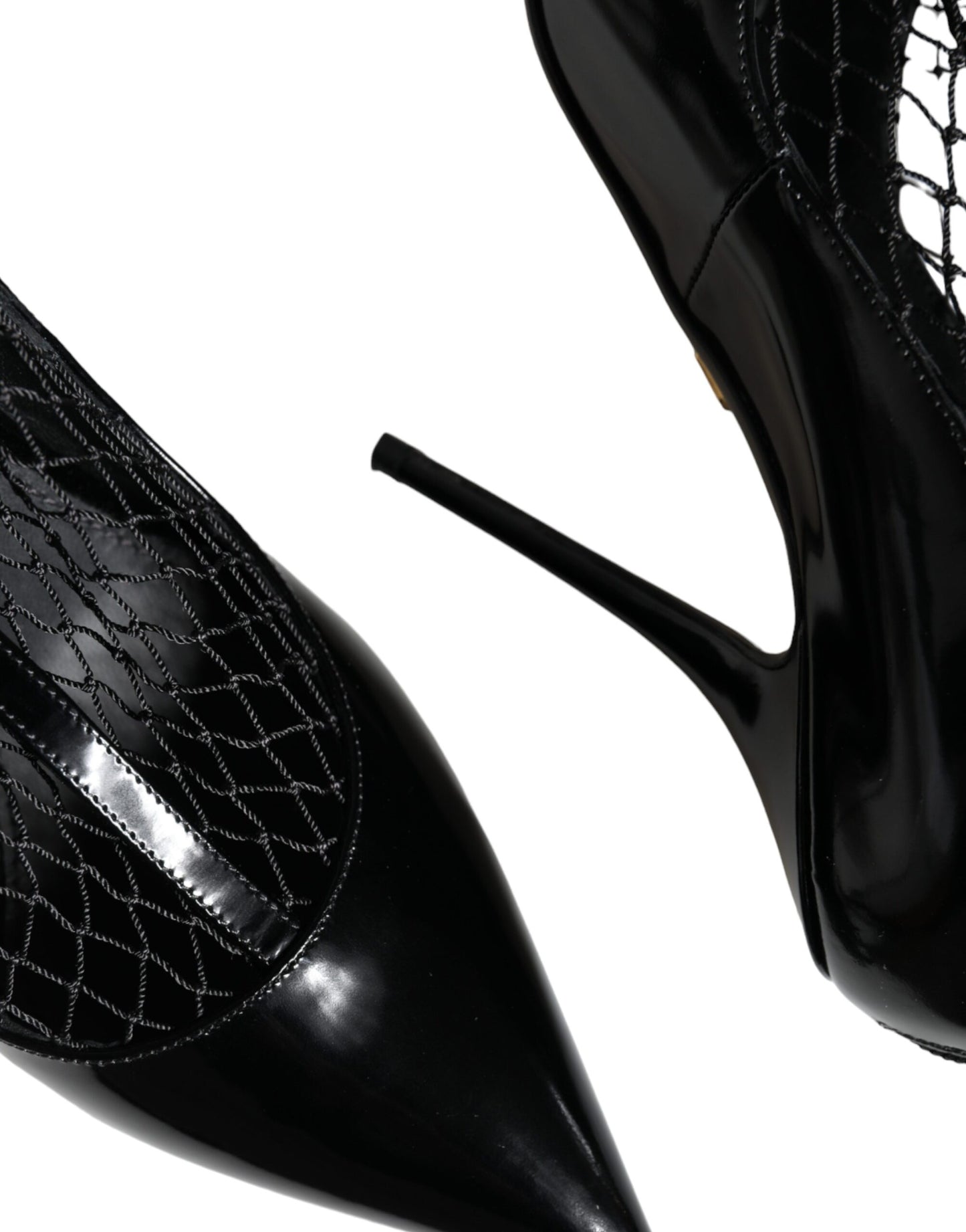 Dolce & Gabbana Schwarze Mesh-Lackleder-Absatz-Pumps-Schuhe