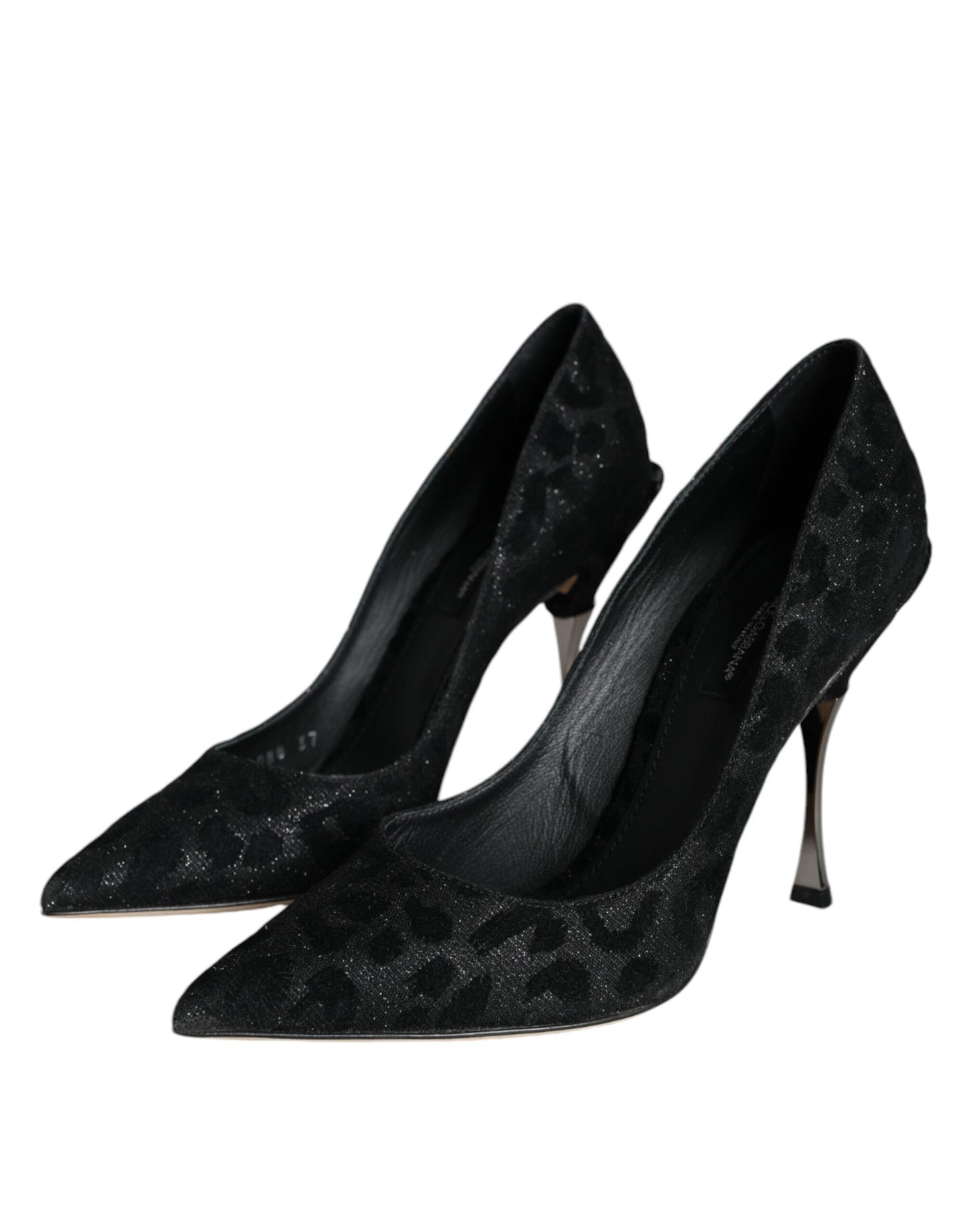 Dolce & Gabbana Schwarze Pumps mit Leopardenmuster und Lurex-Absatz