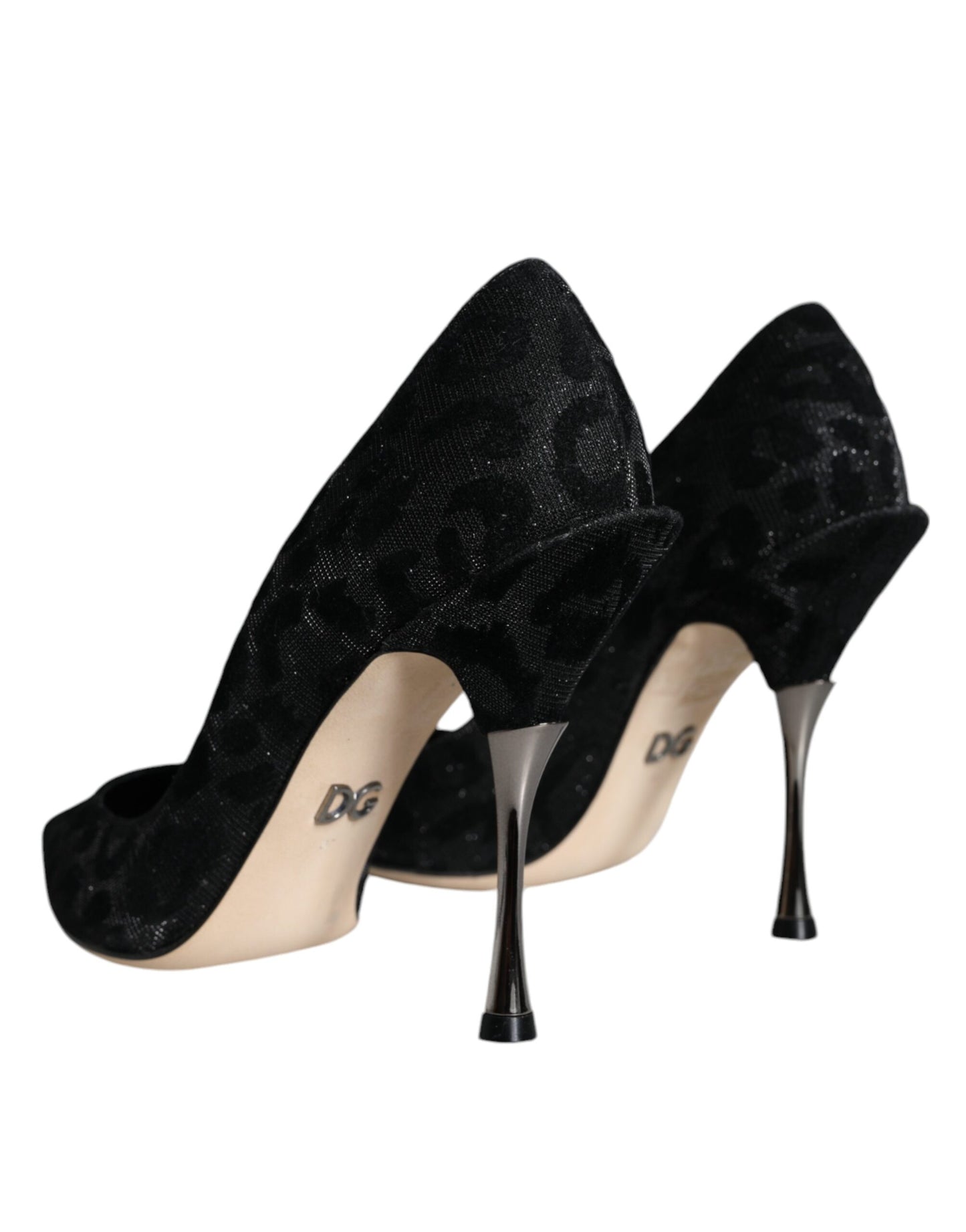 Dolce & Gabbana Schwarze Pumps mit Leopardenmuster und Lurex-Absatz