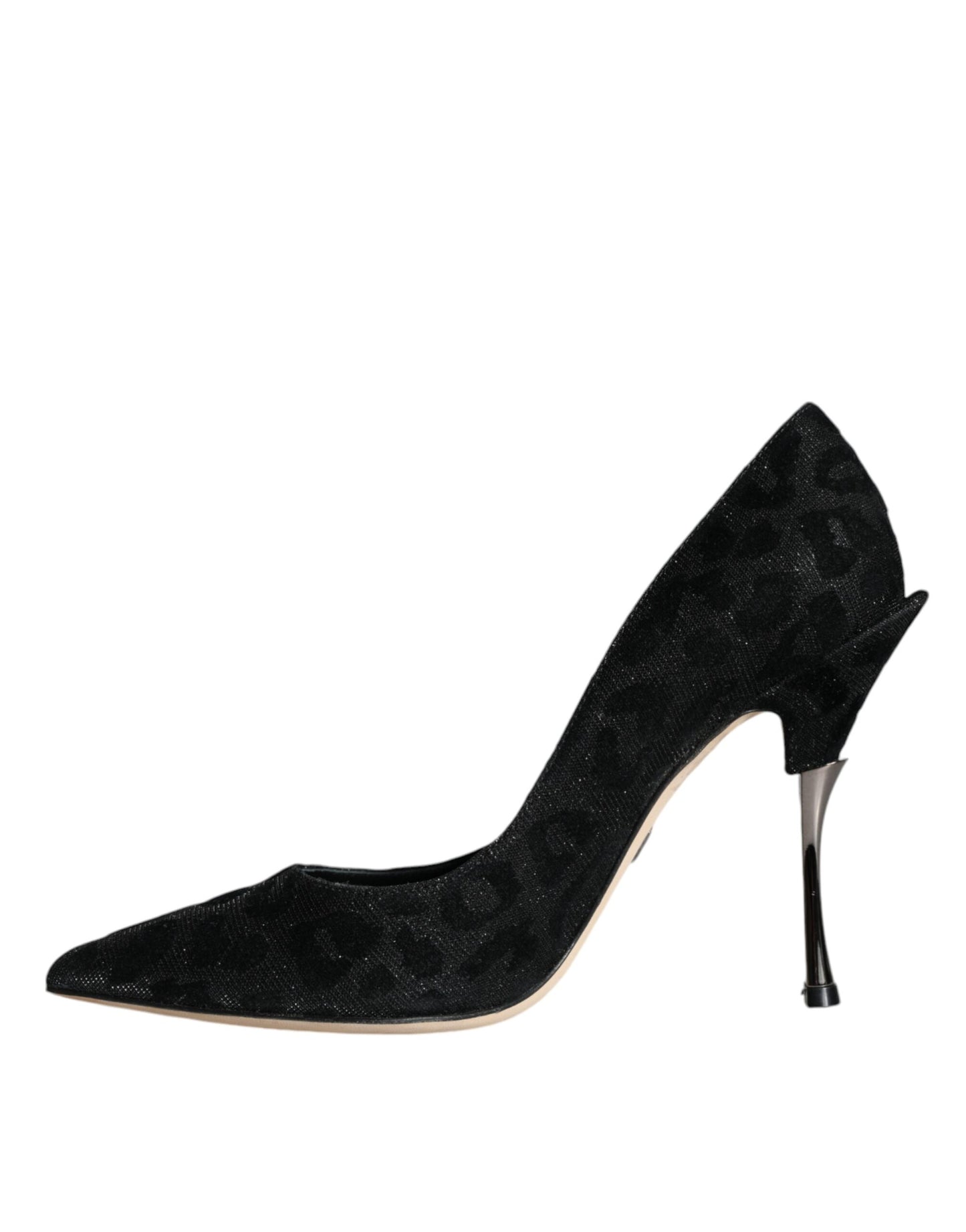 Dolce & Gabbana Schwarze Pumps mit Leopardenmuster und Lurex-Absatz