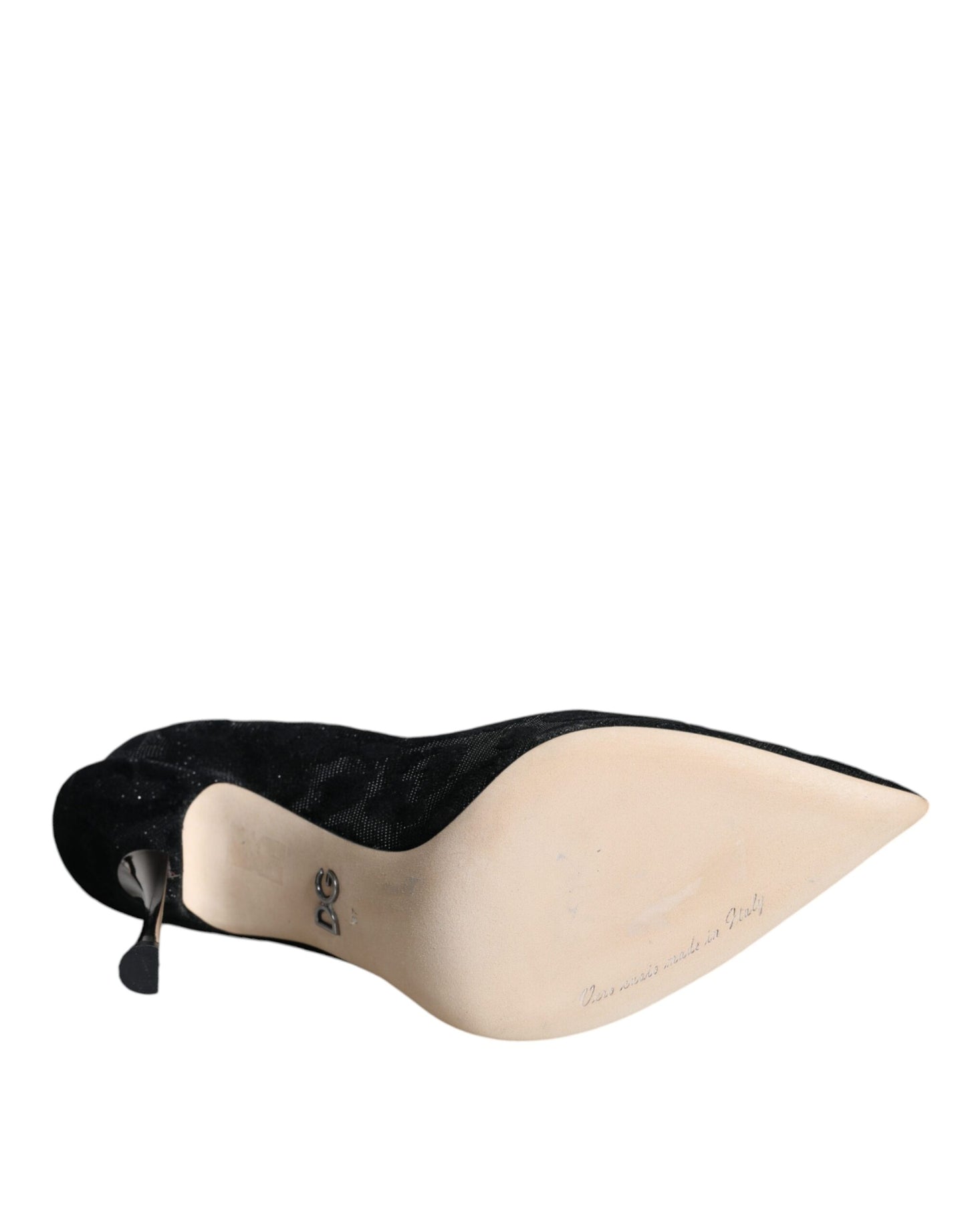 Dolce & Gabbana Schwarze Pumps mit Leopardenmuster und Lurex-Absatz