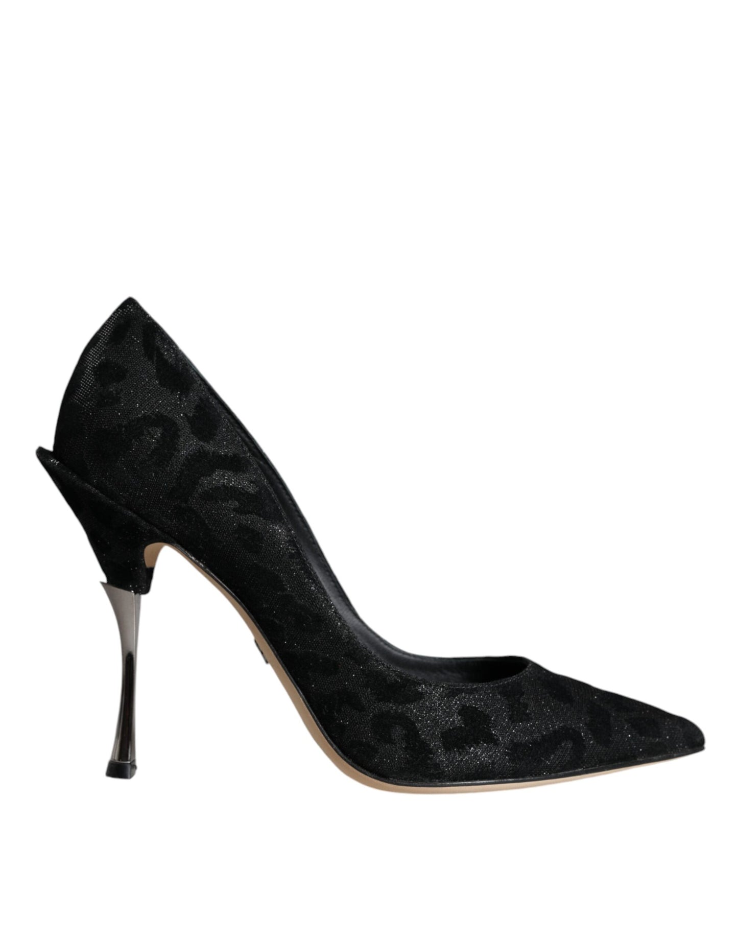 Dolce & Gabbana Schwarze Pumps mit Leopardenmuster und Lurex-Absatz