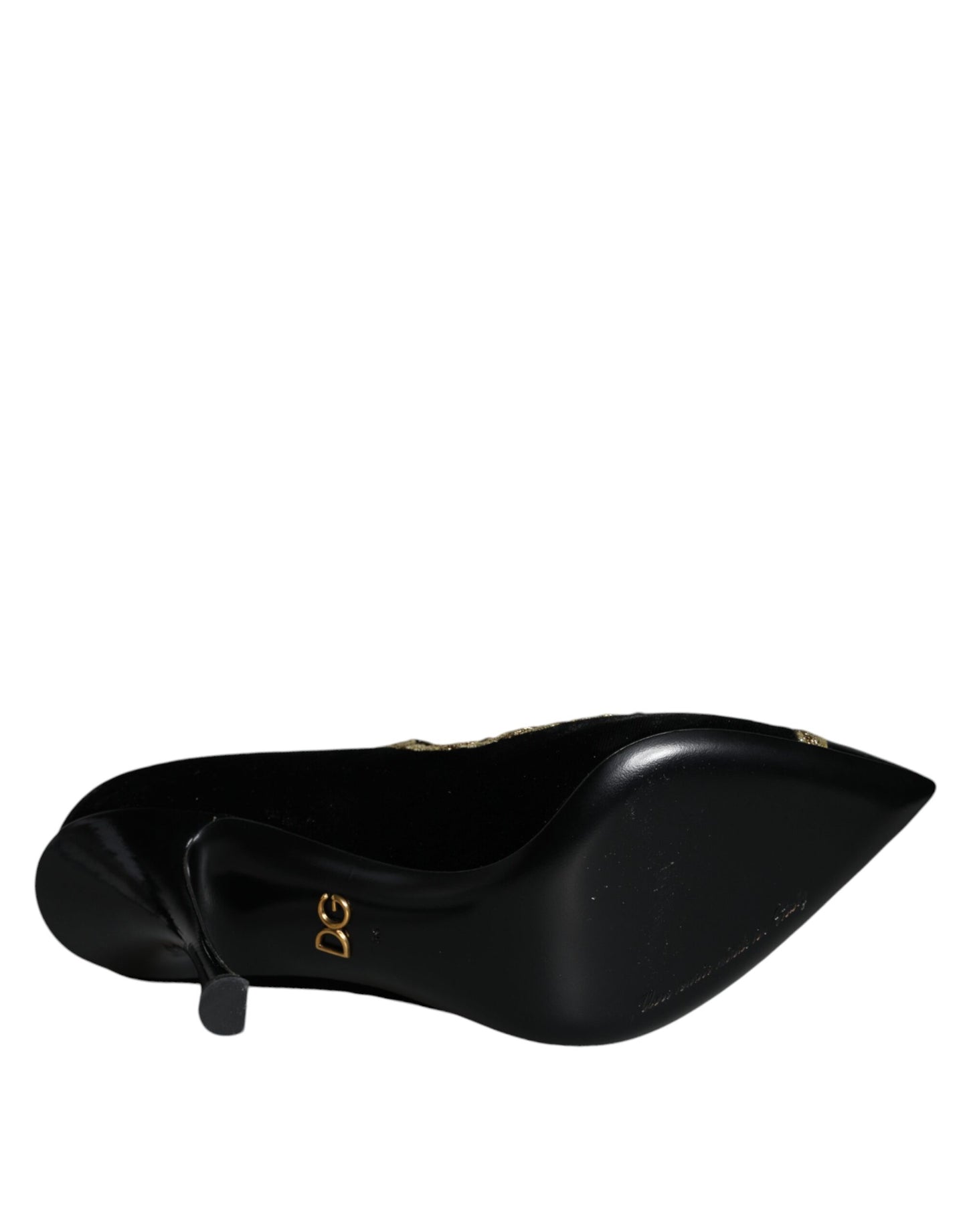 Dolce & Gabbana Schwarze Mary Janes Samt Gold Pumps Schuhe