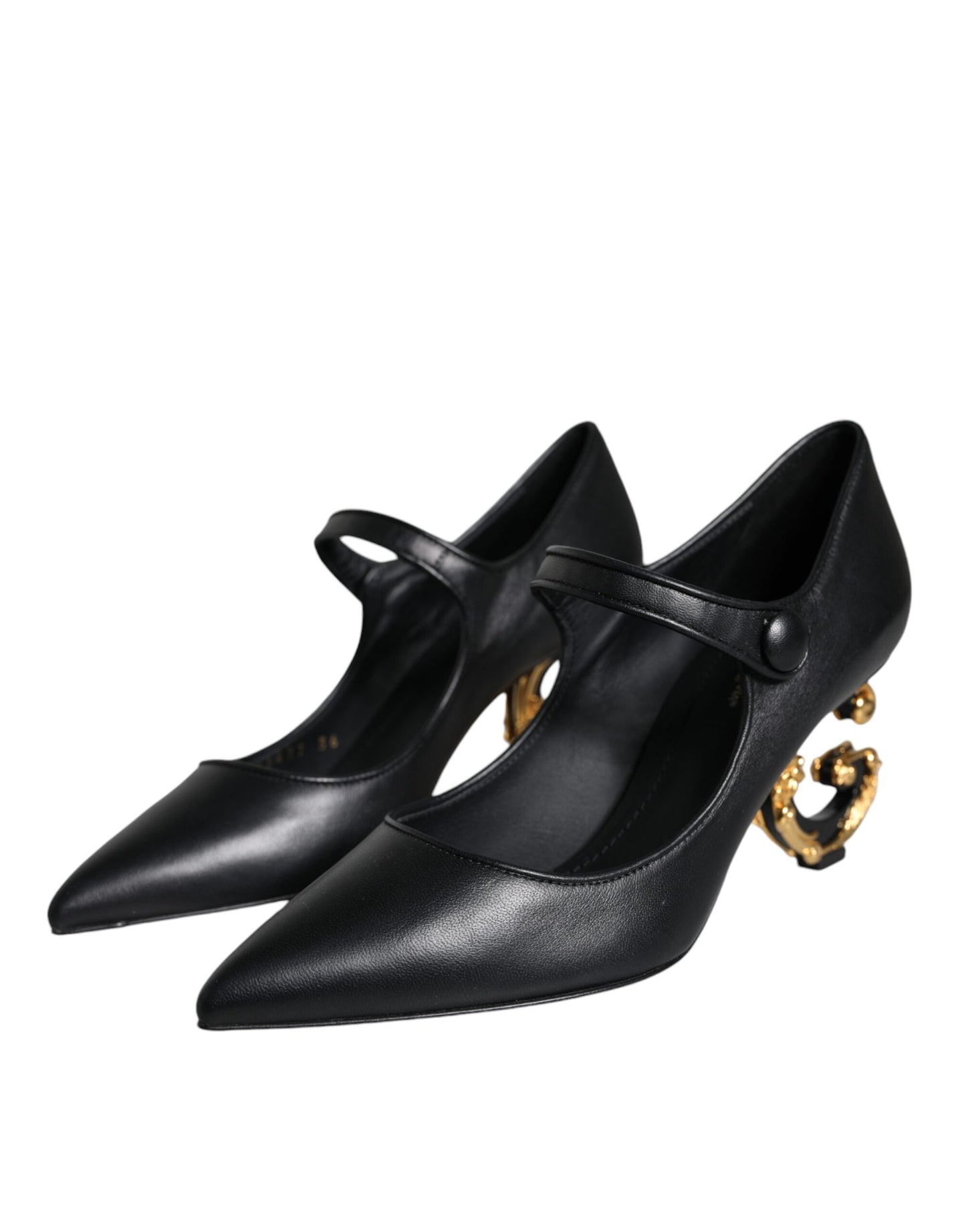 Dolce & Gabbana – Mary-Jane-Pumps aus schwarzem Leder mit Logo
