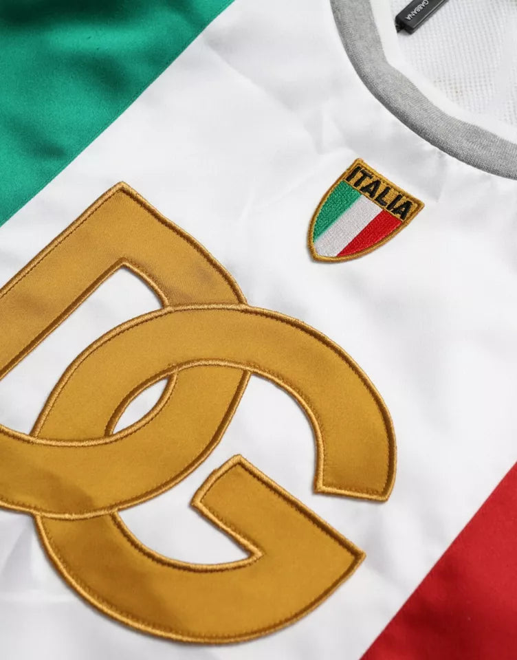 Dolce & Gabbana Weiß-Grünes ärmelloses Top mit italienischer Flagge