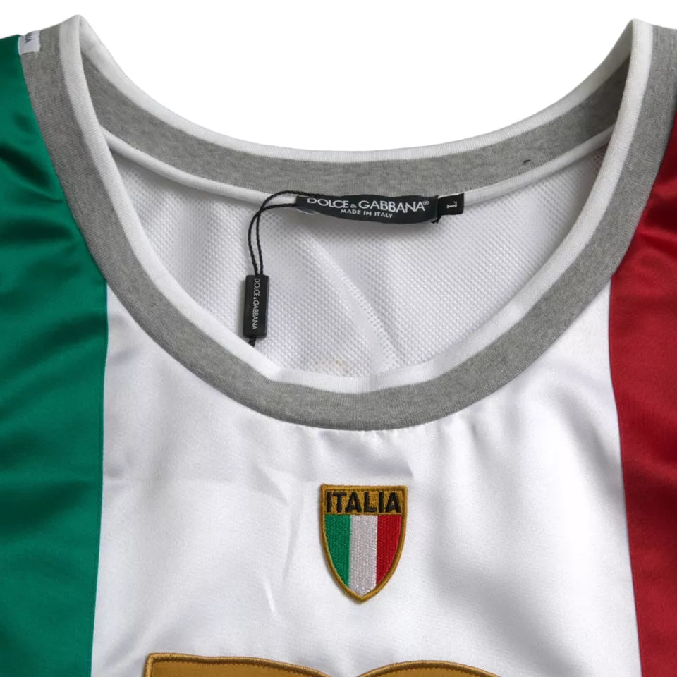 Dolce & Gabbana Weiß-Grünes ärmelloses Top mit italienischer Flagge