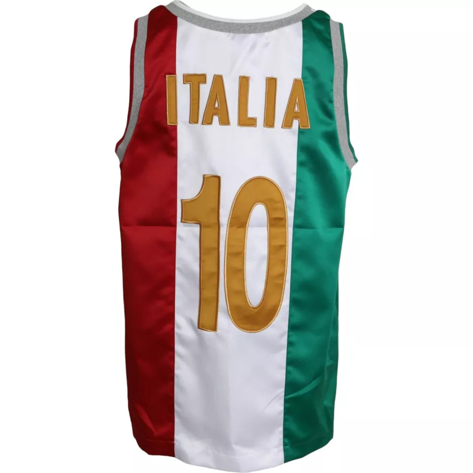 Dolce & Gabbana Weiß-Grünes ärmelloses Top mit italienischer Flagge