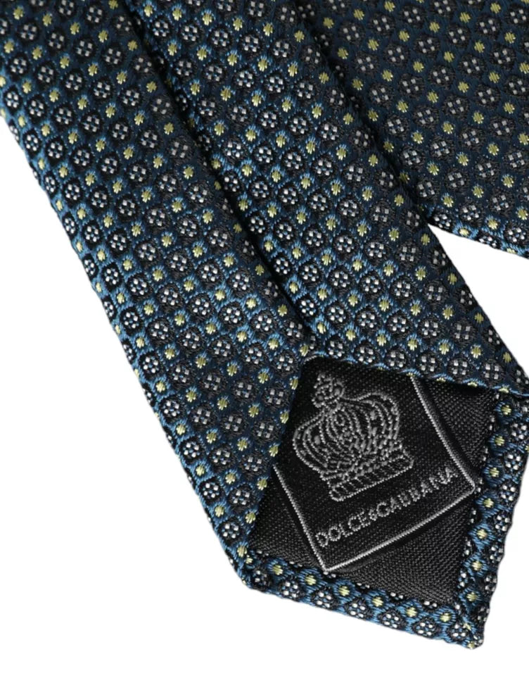 Dolce & Gabbana – Grün gemusterte, verstellbare Herrenkrawatte aus 100 % Seide