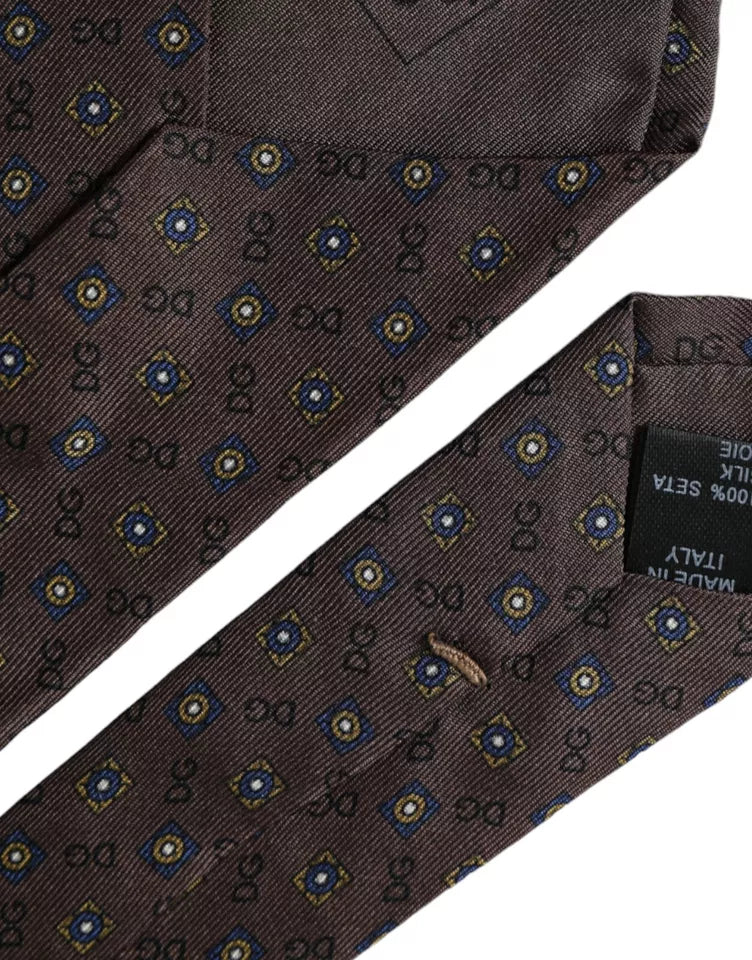 Dolce & Gabbana – Verstellbare Herrenkrawatte aus brauner Seide mit Markenlogo