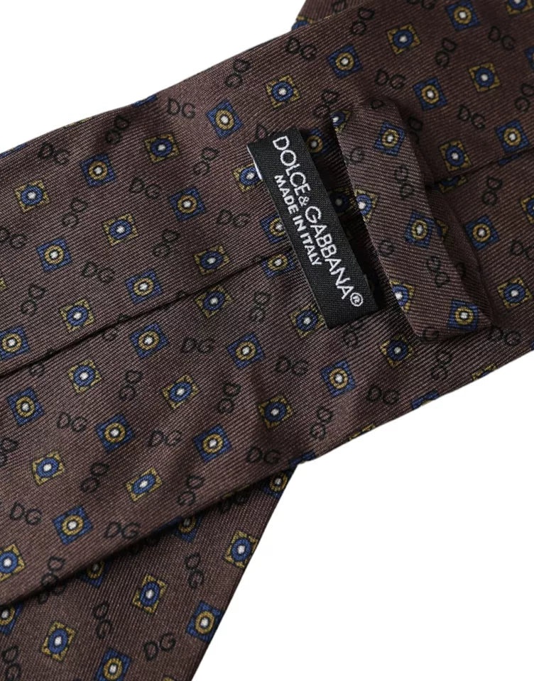 Dolce & Gabbana – Verstellbare Herrenkrawatte aus brauner Seide mit Markenlogo