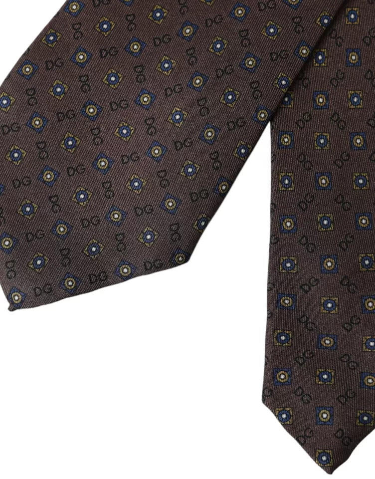Dolce & Gabbana – Verstellbare Herrenkrawatte aus brauner Seide mit Markenlogo