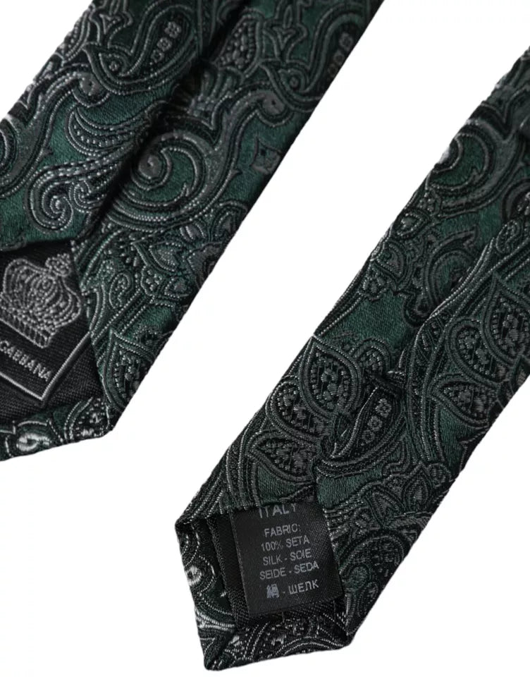 Dolce & Gabbana – Verstellbare Herrenkrawatte aus 100 % Seide mit grünem Blumenmuster