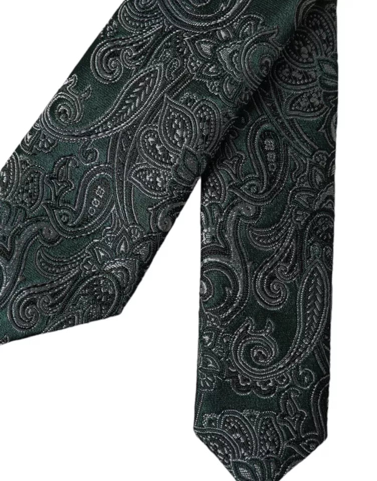 Dolce & Gabbana – Verstellbare Herrenkrawatte aus 100 % Seide mit grünem Blumenmuster