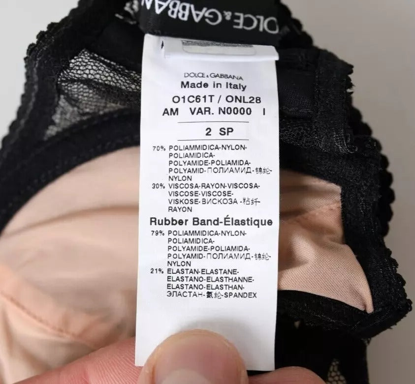 Dolce & Gabbana – Balconcino-BH aus Nylon mit Blumenspitze in Schwarz