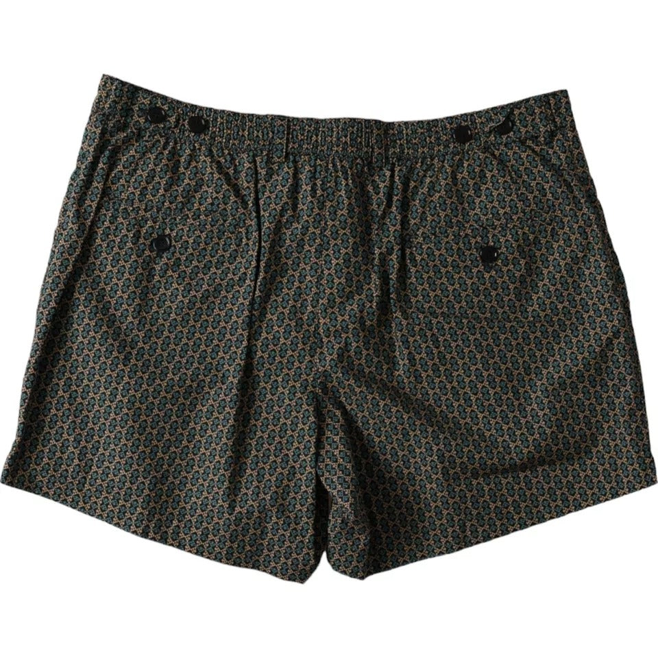 Dolce & Gabbana Braun gemusterte Beachwear Badeshorts Bademode