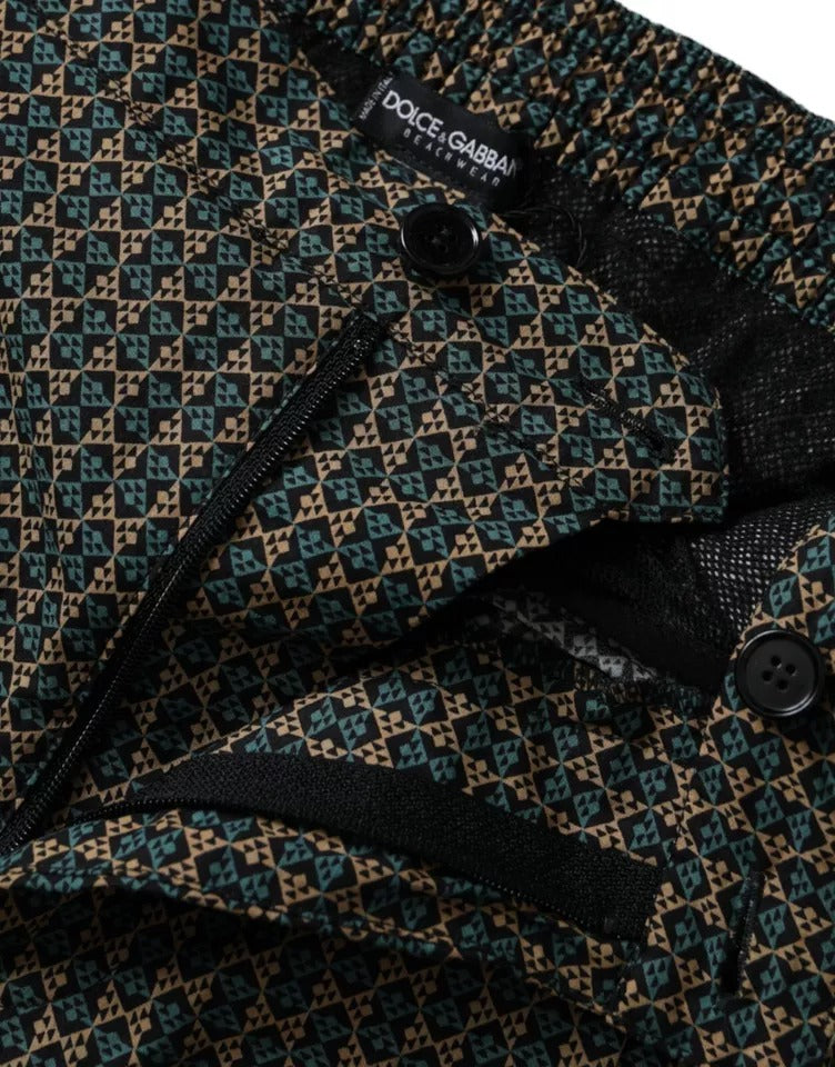 Dolce & Gabbana Braun gemusterte Beachwear Badeshorts Bademode