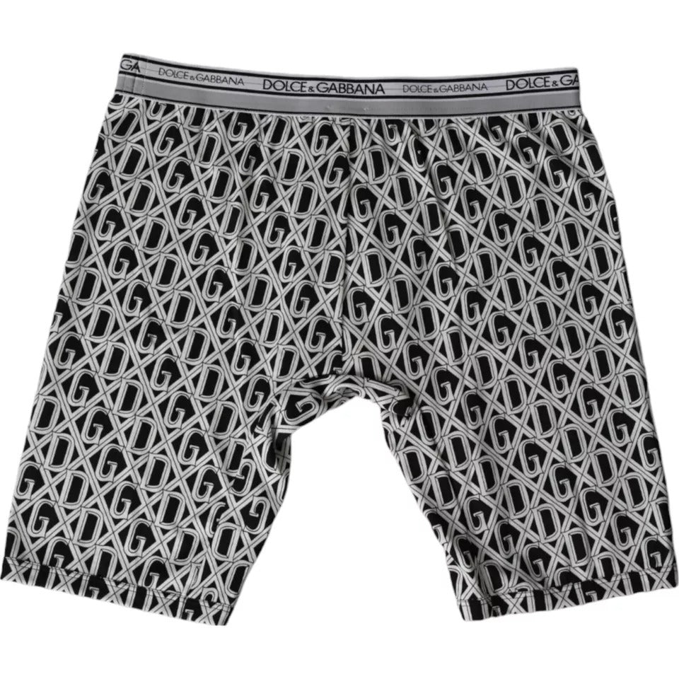 Dolce & Gabbana Schwarz Weiß DG Logo Baumwolle Stretch Radlerhose Herren