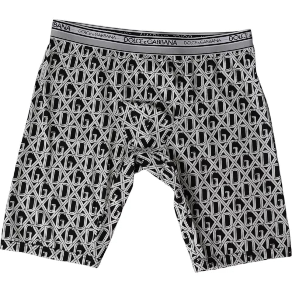 Dolce & Gabbana Schwarz Weiß DG Logo Baumwolle Stretch Radlerhose Herren