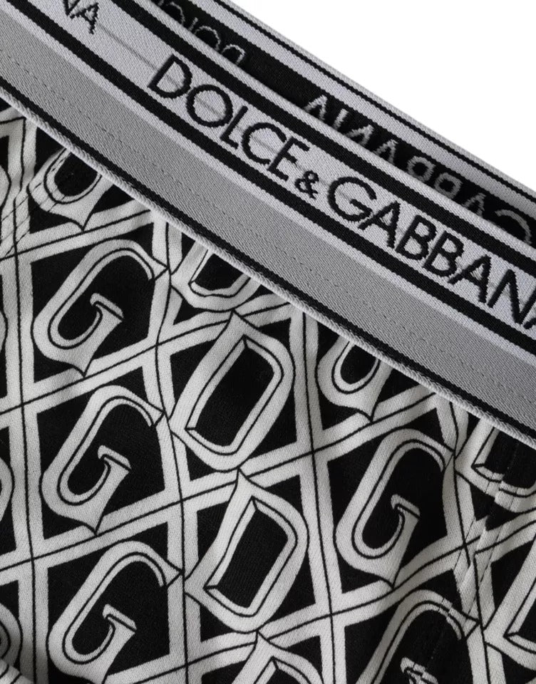 Dolce & Gabbana Schwarz Weiß DG Logo Baumwolle Stretch Radlerhose Herren