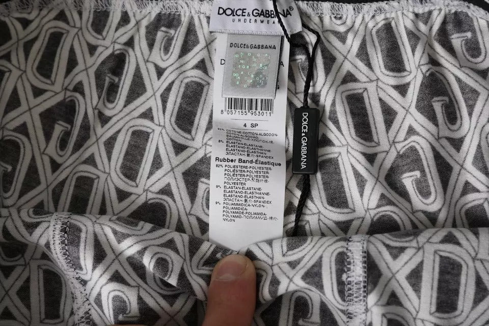 Dolce & Gabbana Schwarz Weiß DG Logo Baumwolle Stretch Radlerhose Herren