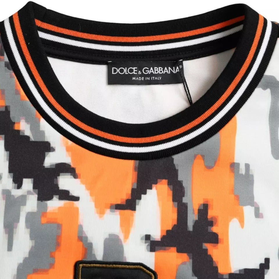 Dolce & Gabbana Mehrfarbiger Camouflage-Pullover mit Rundhalsausschnitt