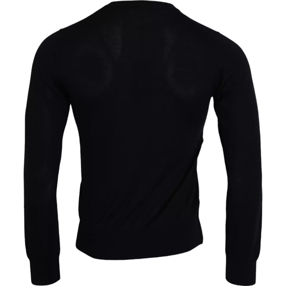 Dolce & Gabbana – Schwarzer Kaschmirpullover mit Rundhalsausschnitt