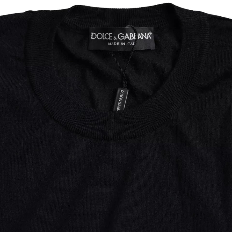 Dolce & Gabbana – Schwarzer Kaschmirpullover mit Rundhalsausschnitt