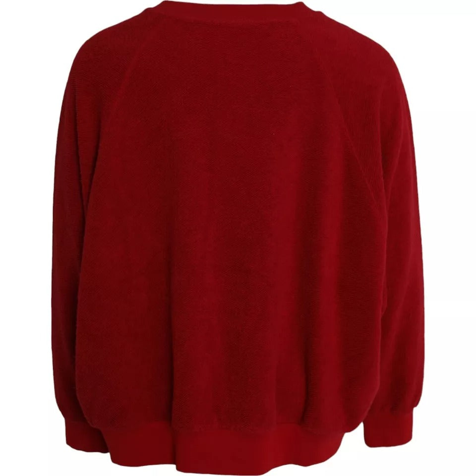 Dolce & Gabbana Roter Pullover mit Rundhalsausschnitt und Logo aus Baumwolle