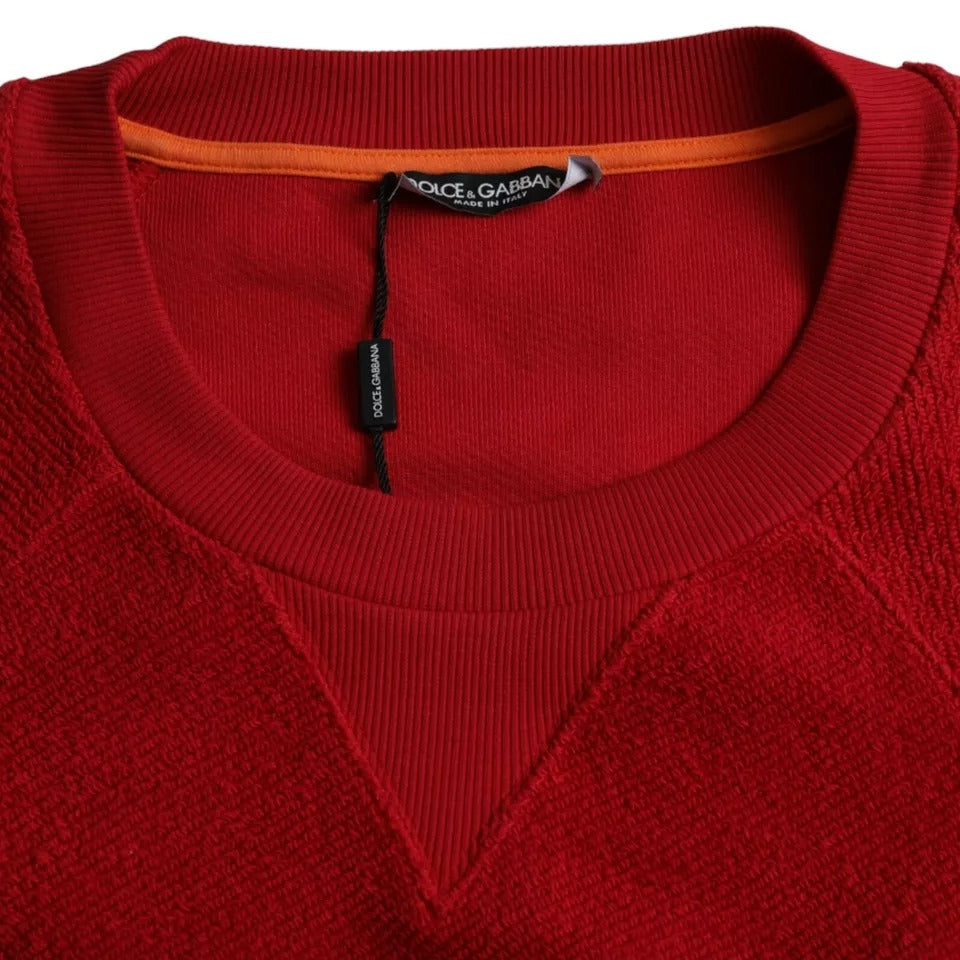 Dolce & Gabbana Roter Pullover mit Rundhalsausschnitt und Logo aus Baumwolle