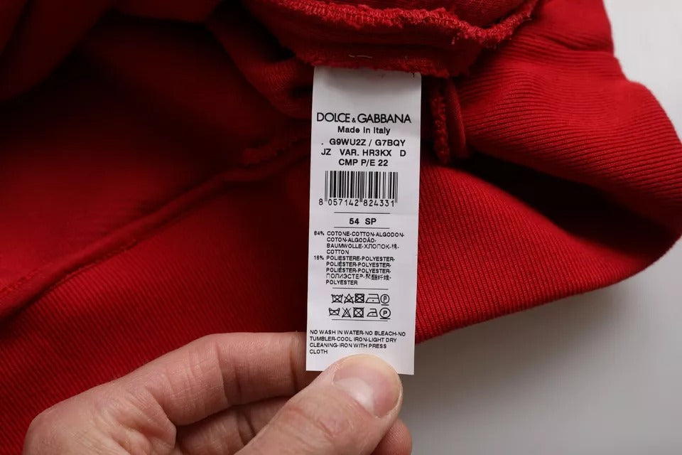 Dolce & Gabbana Roter Pullover mit Rundhalsausschnitt und Logo aus Baumwolle