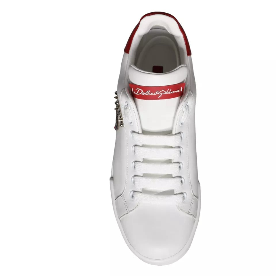 Dolce & Gabbana – Portofino-Sneakers aus Kalbsleder mit weißem Patch und Nappaleder
