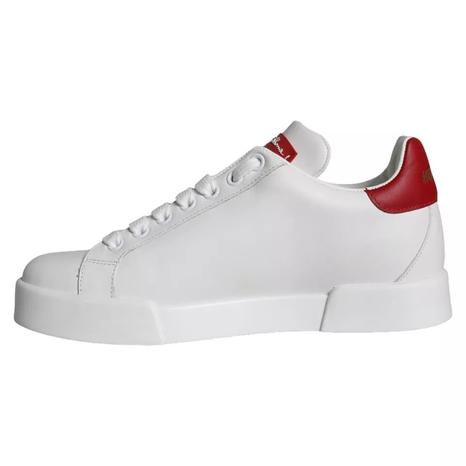 Dolce & Gabbana – Portofino-Sneakers aus Kalbsleder mit weißem Patch und Nappaleder