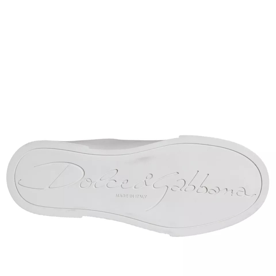 Dolce & Gabbana – Portofino-Sneakers aus Kalbsleder mit weißem Patch und Nappaleder