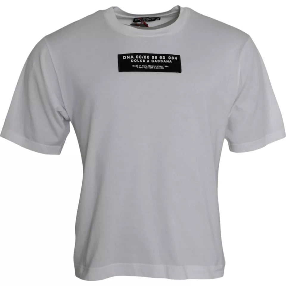 Dolce & Gabbana Weißes Baumwoll-DG-Applikation-T-Shirt für Herren