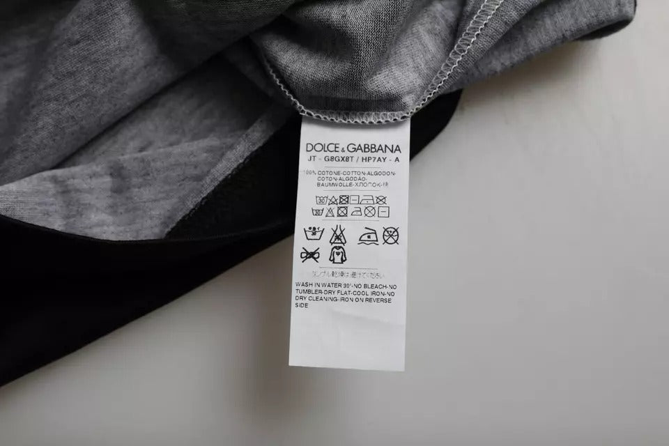 Dolce & Gabbana – Kurzärmliges Baumwoll-T-Shirt mit Jazz-Print in Schwarz und Weiß