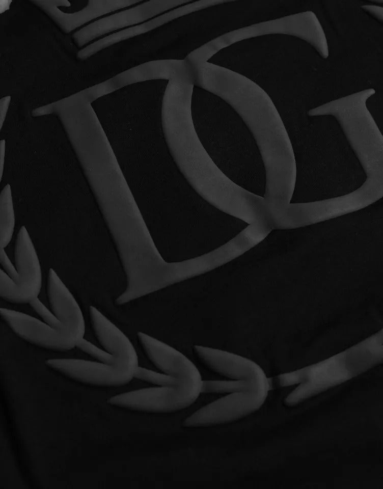 Dolce & Gabbana – Schwarzes Baumwoll-T-Shirt mit Rundhalsausschnitt und Logoprägung