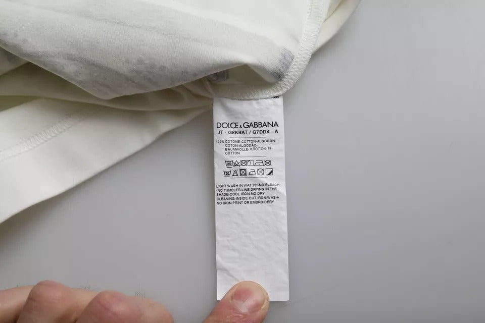 Dolce & Gabbana – Weißes T-Shirt aus Baumwolle mit Bandana-Print und kurzen Ärmeln für Herren