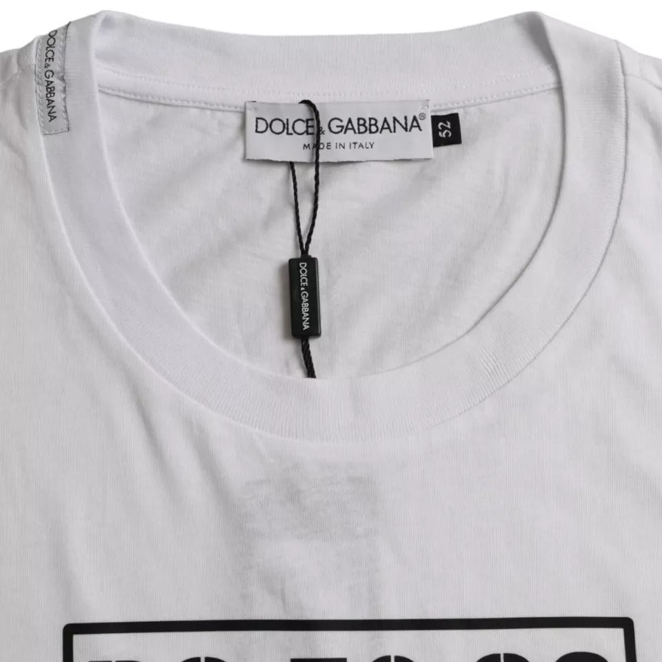 Dolce & Gabbana – Weißes T-Shirt mit Rundhalsausschnitt und kurzen Ärmeln und Logo
