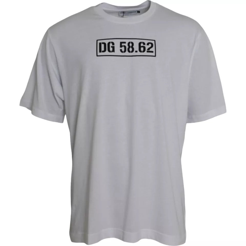 Dolce & Gabbana – Weißes T-Shirt mit Rundhalsausschnitt und kurzen Ärmeln und Logo