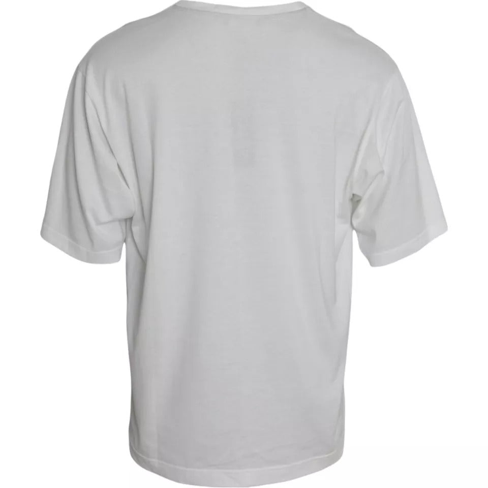 Dolce & Gabbana – Weißes T-Shirt mit Rundhalsausschnitt und kurzen Ärmeln und Logo
