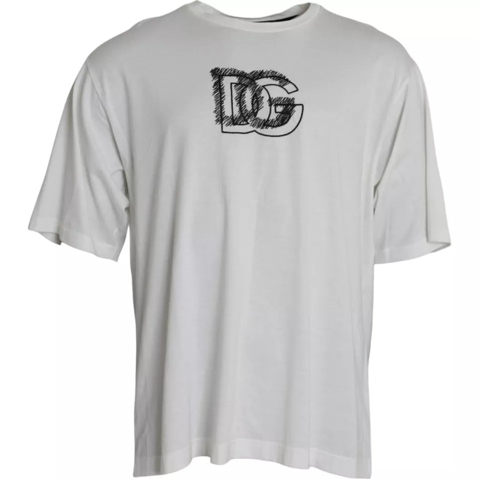 Dolce & Gabbana – Weißes T-Shirt mit Rundhalsausschnitt und kurzen Ärmeln und Logo