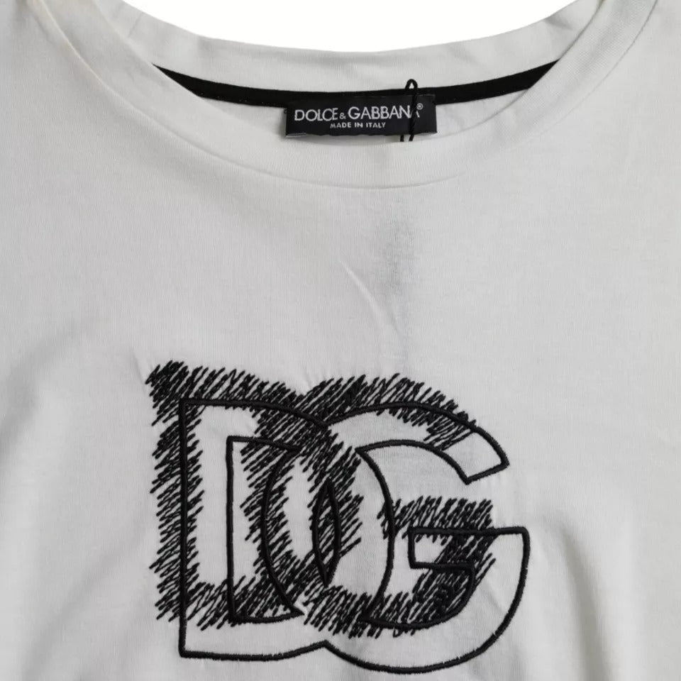 Dolce & Gabbana – Weißes T-Shirt mit Rundhalsausschnitt und kurzen Ärmeln und Logo