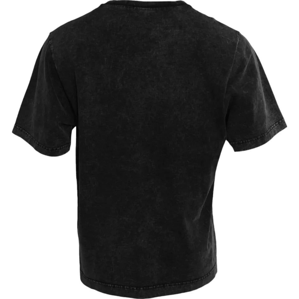Dolce & Gabbana – Schwarzes Baumwoll-T-Shirt mit Rundhalsausschnitt und Logo-Print für Herren